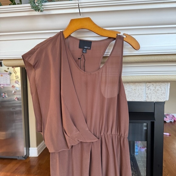 NWT Greylin Harper 100% Silk Crepe Brown Dress XS - Picture 4 of 5
